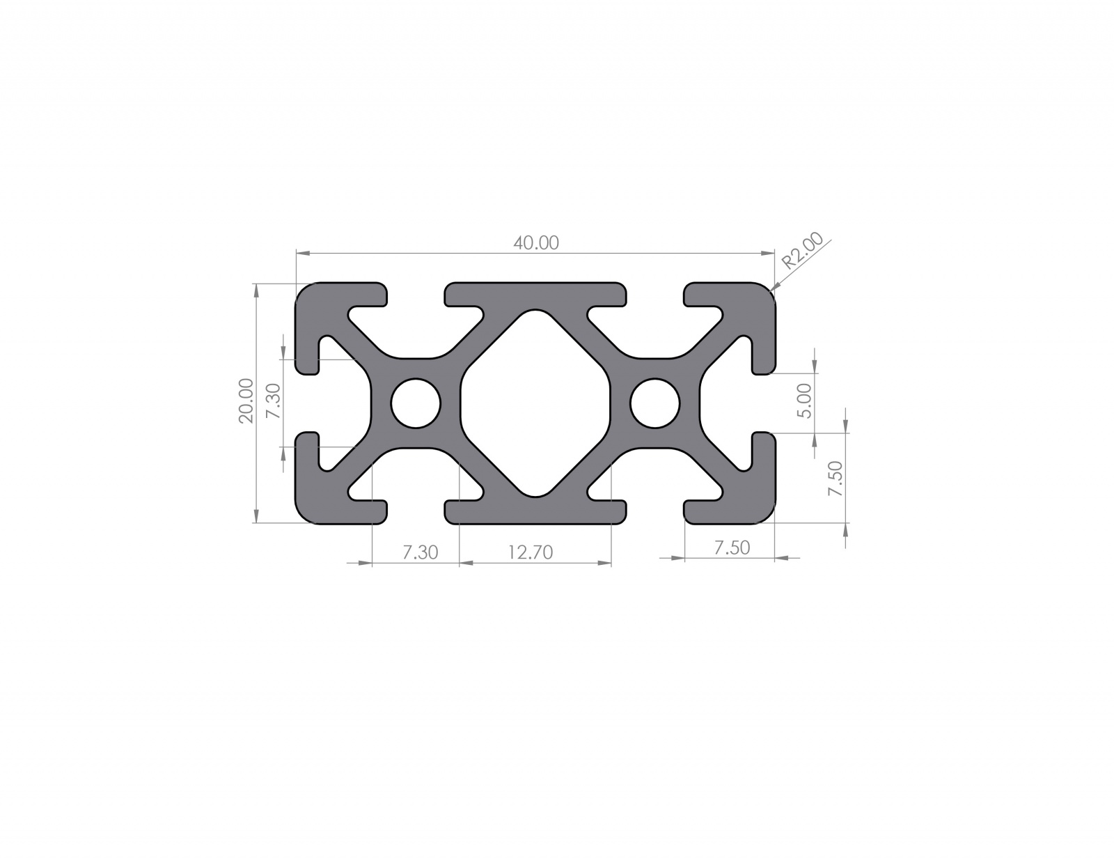 Aluminum profile 20x40 groove 5 I-type black